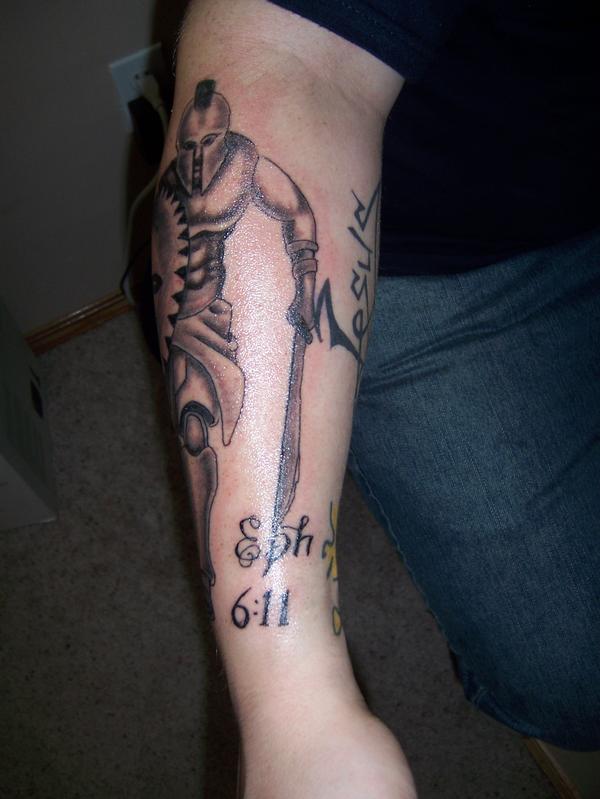 Armor Of God Tattoo On Arm Sleeve