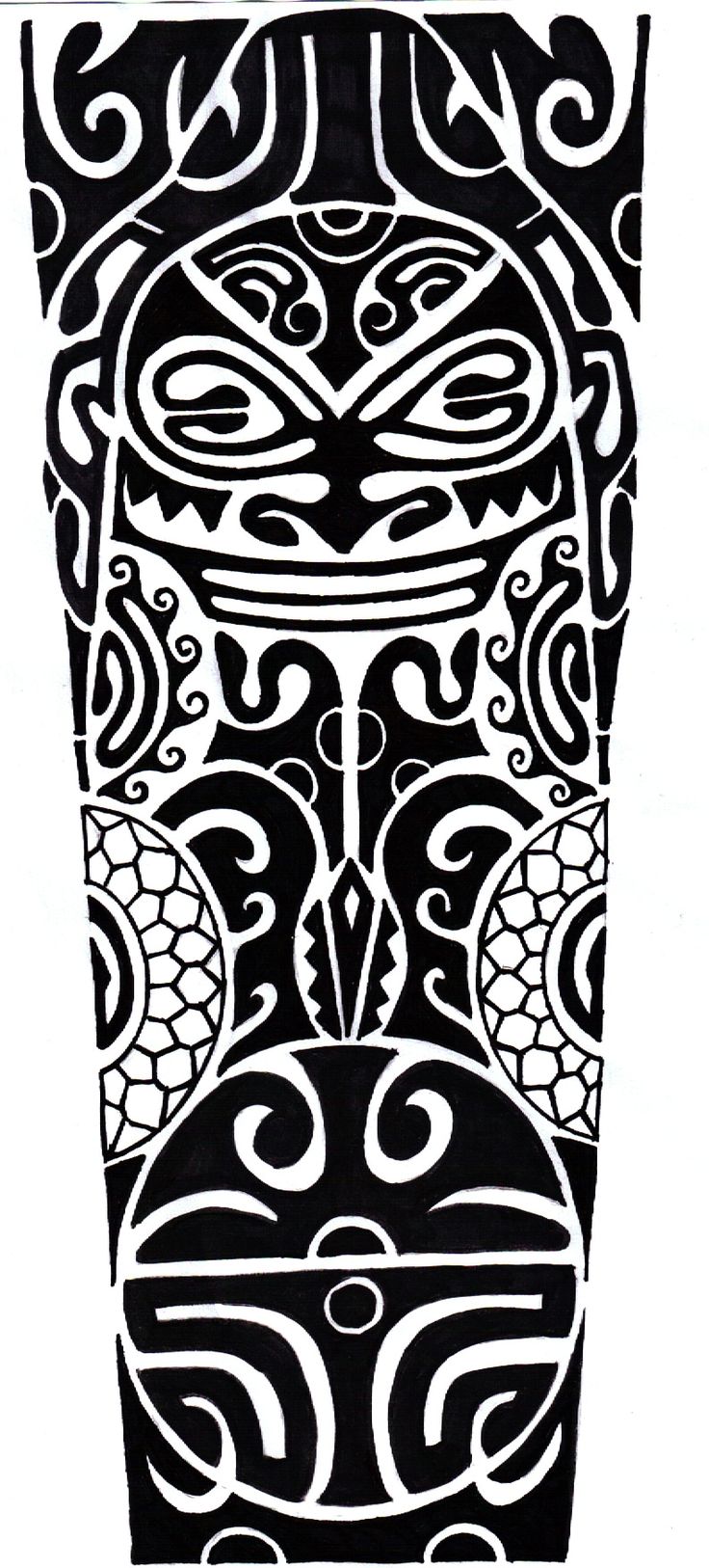 Attractive Black Maori Tattoo Design For Leg