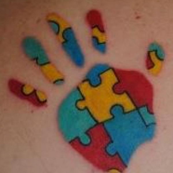Autism Hand Print Puzzle Tattoo