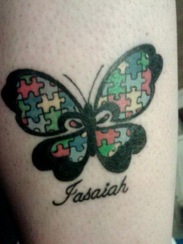 Autism Puzzle Butterfly Tattoo