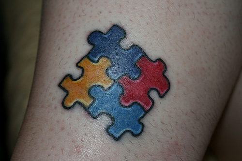 Autism Puzzle Diamond Shape Tattoo
