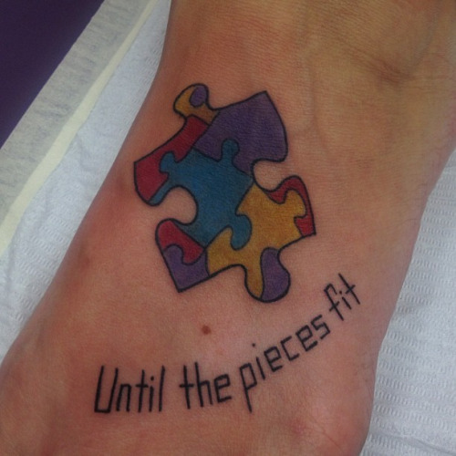 Autism Puzzle Wording Tattoo On Wrist