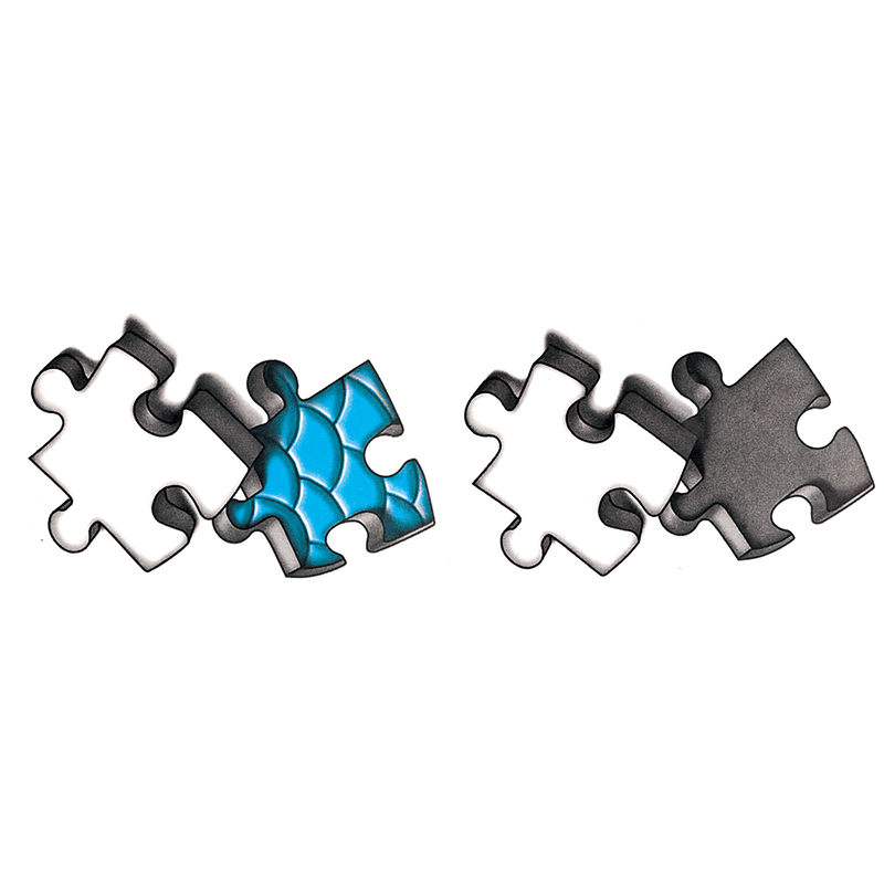Awesome 3D Blue Grey Puzzle Tattoo Design