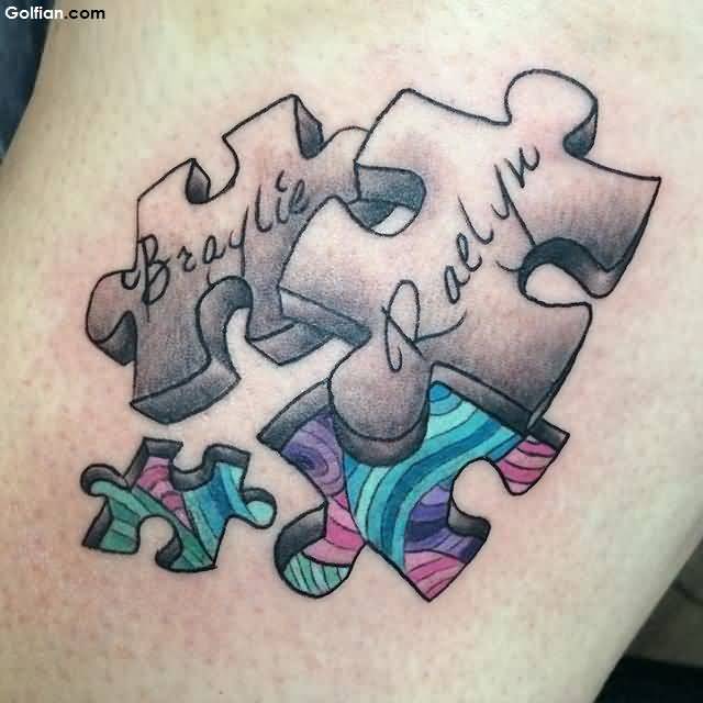 Awesome 3D Puzzle Pieces Tattoo