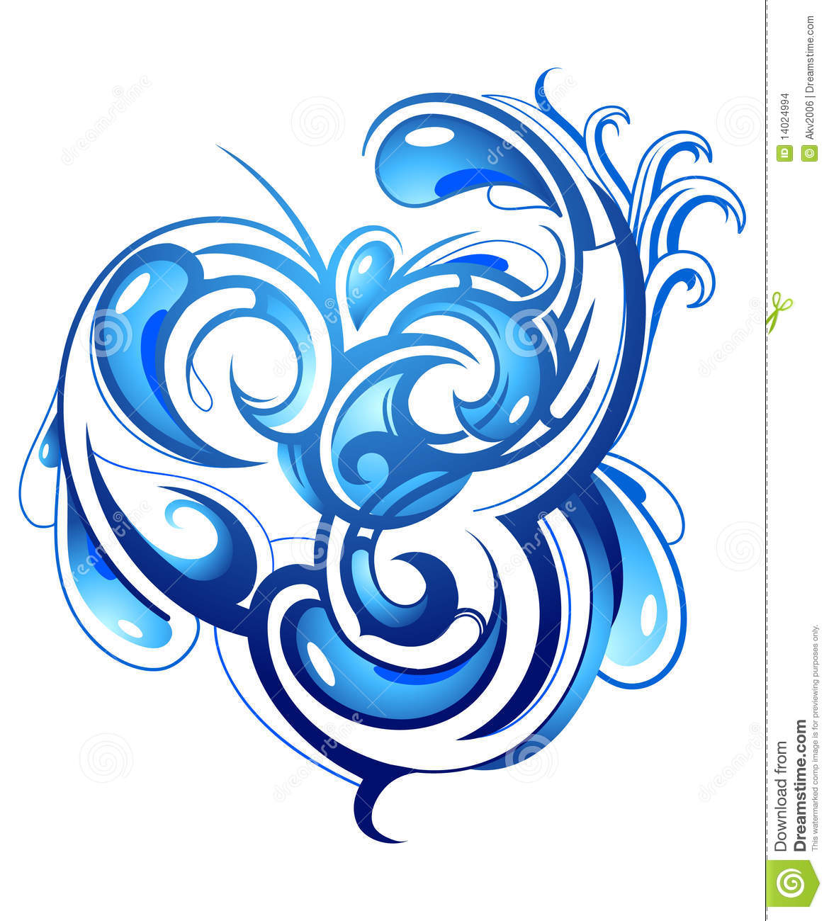 Awesome Blue Water Waves Tattoo Design