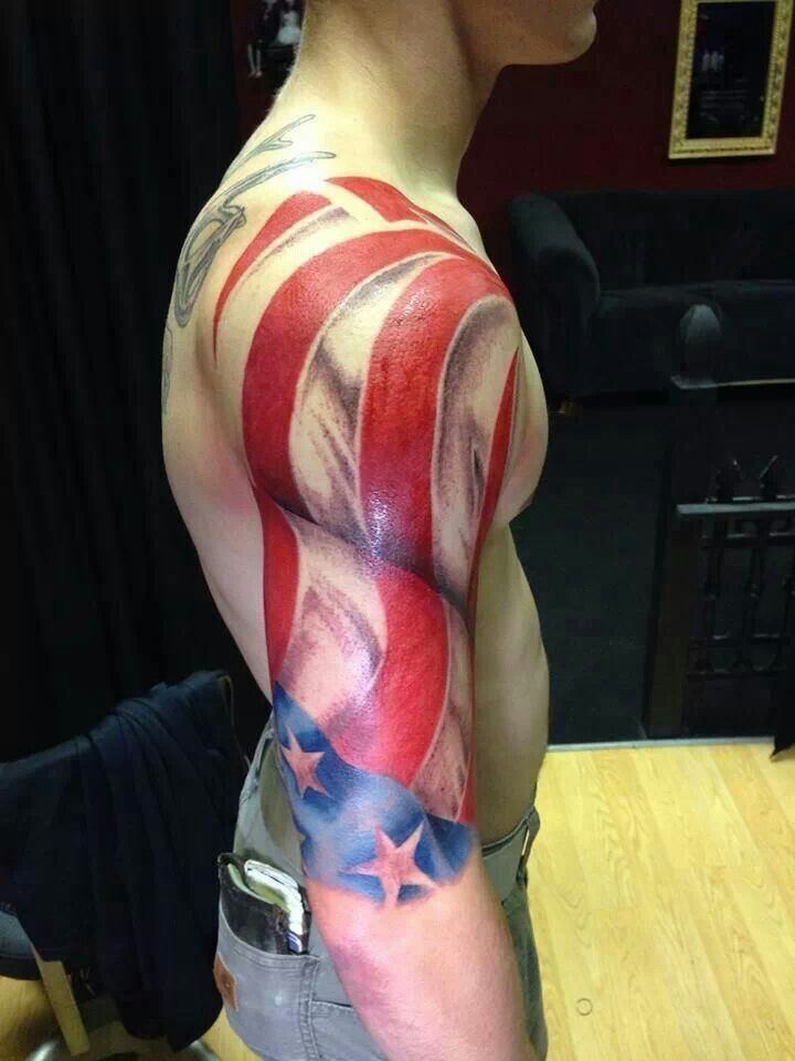 Awesome Colorful US Flag Patriotic Tattoo