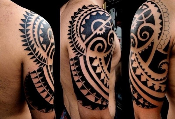 Awesome Maori Tattoo On Right Half Sleeve