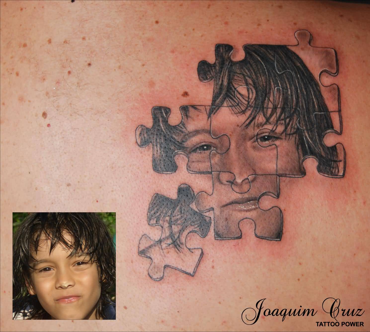 Awesome Puzzle Portrait Tattoo