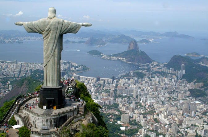 Back View Of Christ The Redeemer And City