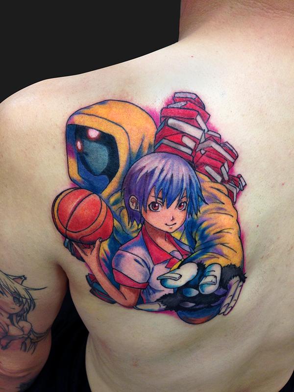Bakemonogatari Anime Colored Tattoo On Back Shoulder