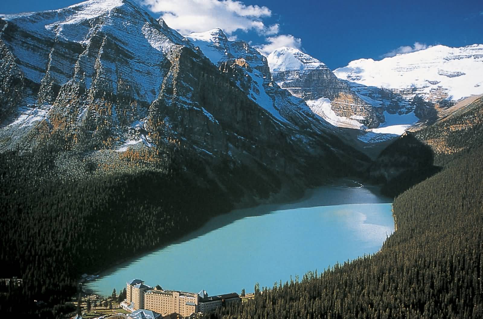Beautiful Aerial View Of Lake Louise In Canada