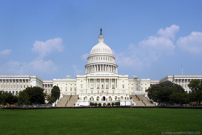 Beautiful Front View Of United States Capitol