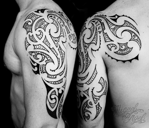Beautiful Maori Arm And Back Shoulder Tattoo