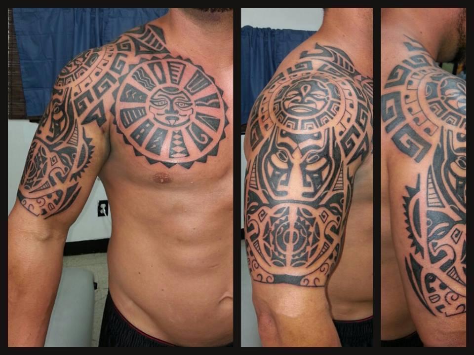 Black And Grey Maori Tattoo For Men