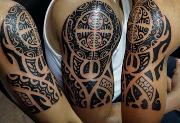 Black Maori Tribal Tattoo On Half Sleeve
