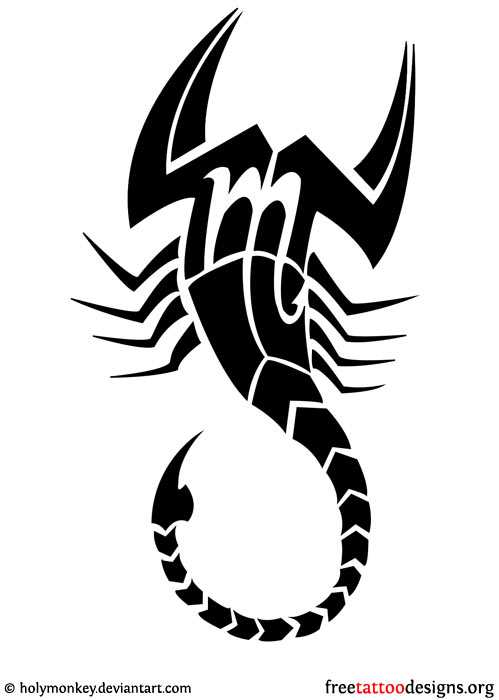 Black Tribal Scorpio Symbol Tattoo Design