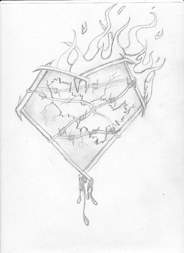 Broken Glass Heart Tattoo Drawing By Psycho Penguin666