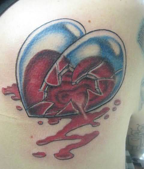 Broken Heart Glass Tattoo
