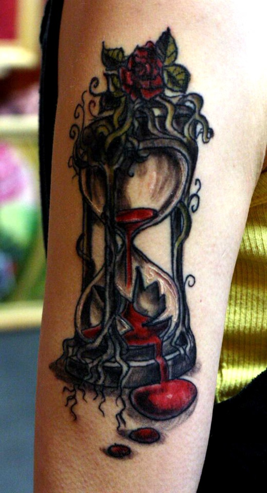 Broken Hourglass Death Traditional Tattoo On Sleeve