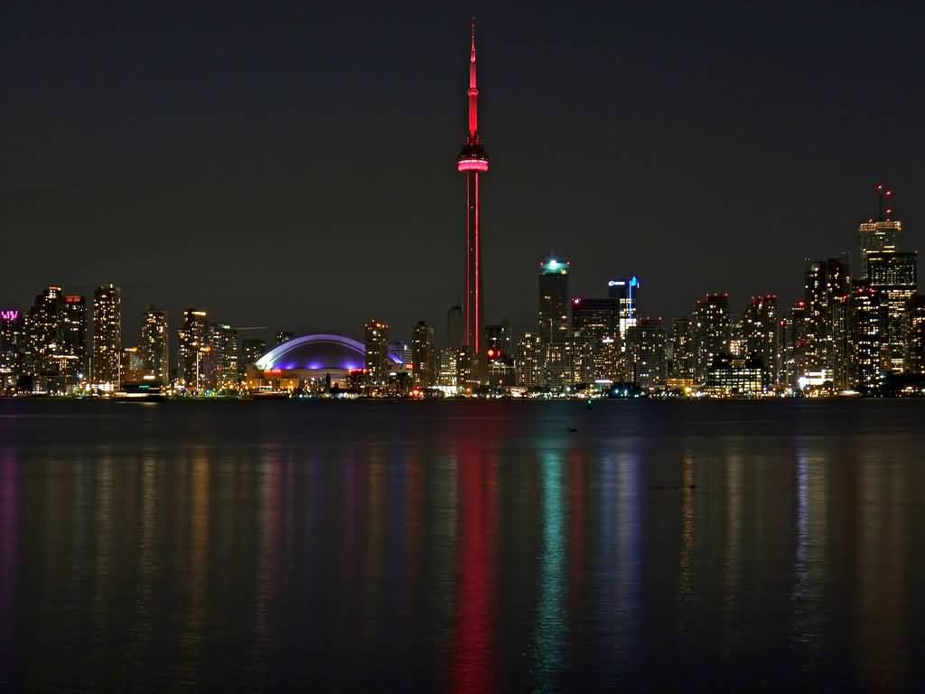 CN Tower And Toronto Skyline At Night