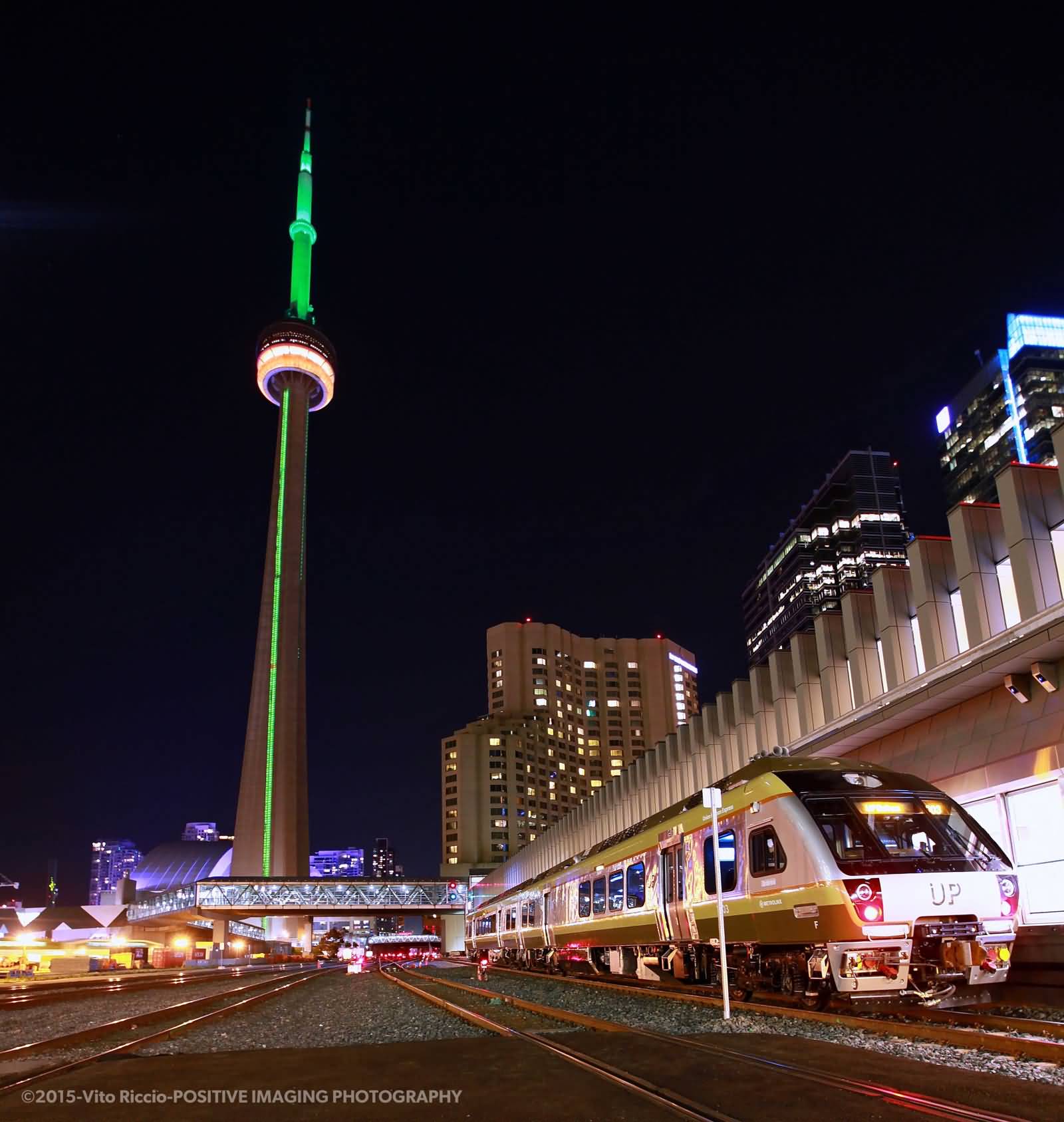 CN Tower At Night And Train