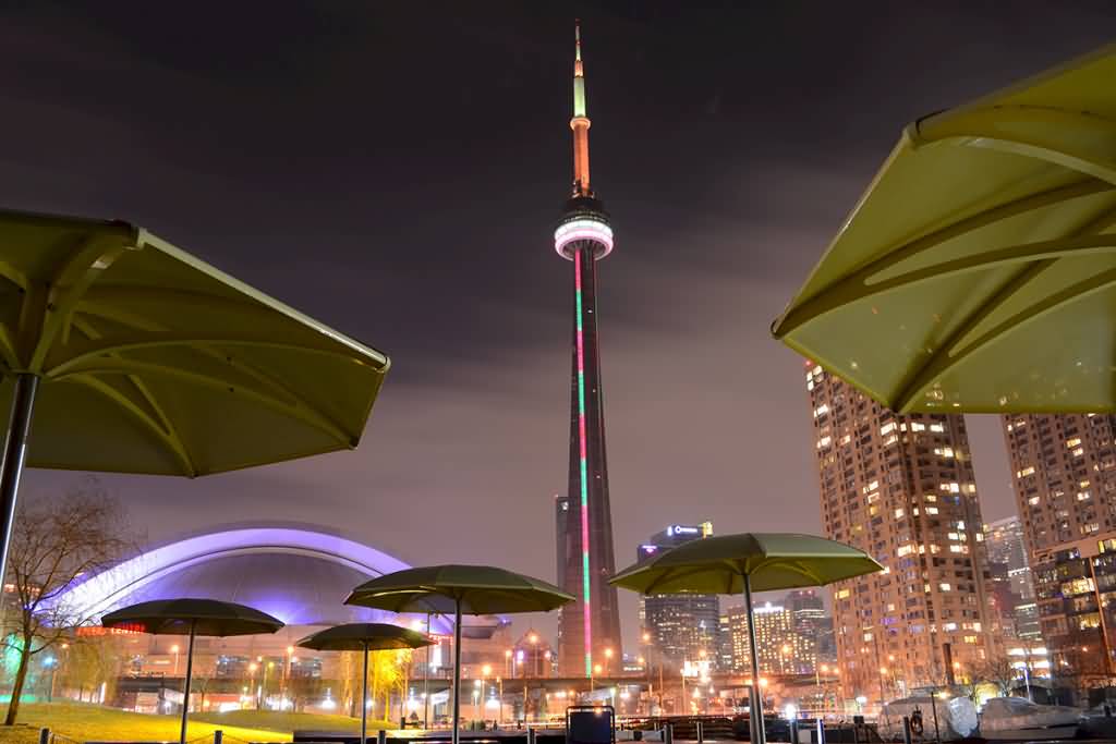 CN Tower In Toronto, Canada At Night