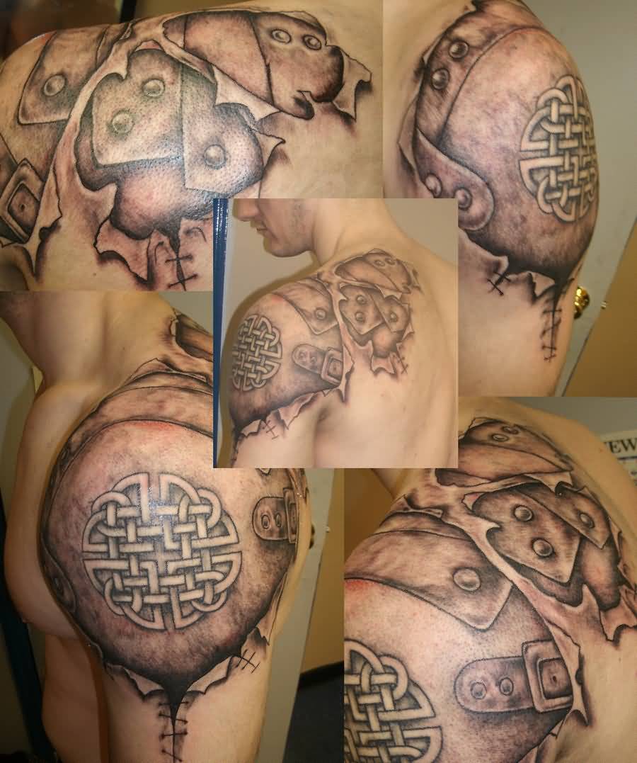 Celtic 3D Armor Tattoo On Shoulder By ShannonRitchie