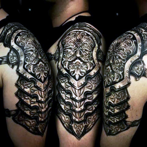 Celtic Armor Tattoo On Shoulder For Men
