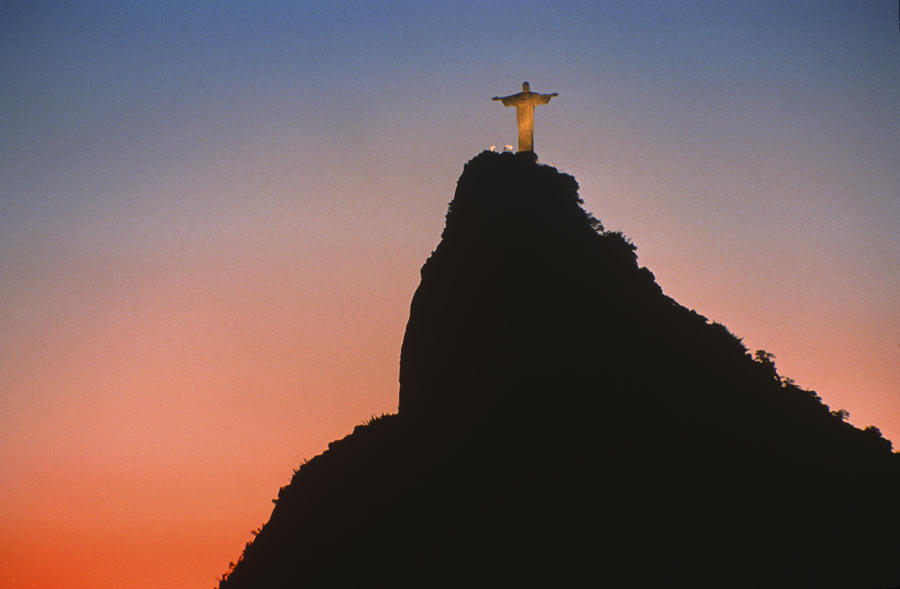 Christ The Redeemer On Corcovado Mountain At Night