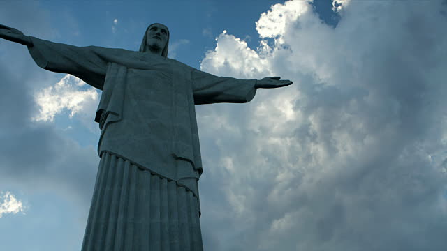 Christ The Redeemer Statue And Storm Clouds Rolling Rio de Janeiro