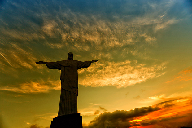 Christ The Redeemer Statue At Sunset