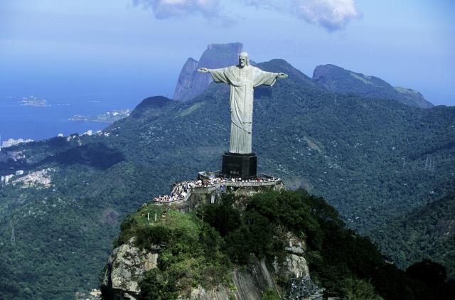 Christ The Redeemer Statue On Corcovado Mountain In Rio de Janeiro Brazil