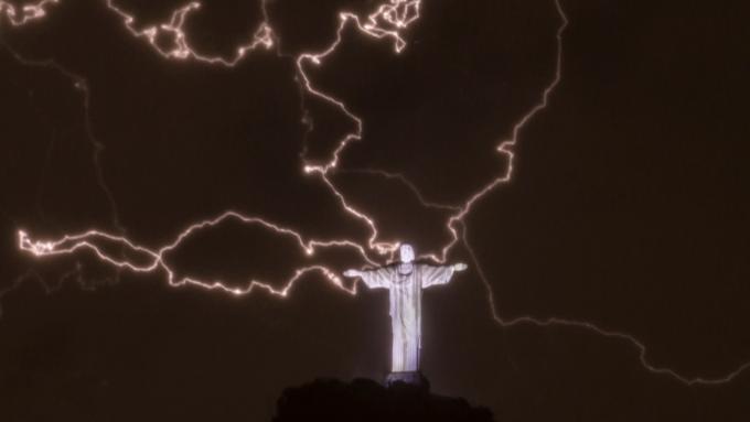 Christ the Redeemer Being Struck By Lightning