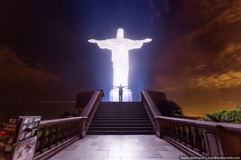 Christ the Redeemer Lit Up At Night
