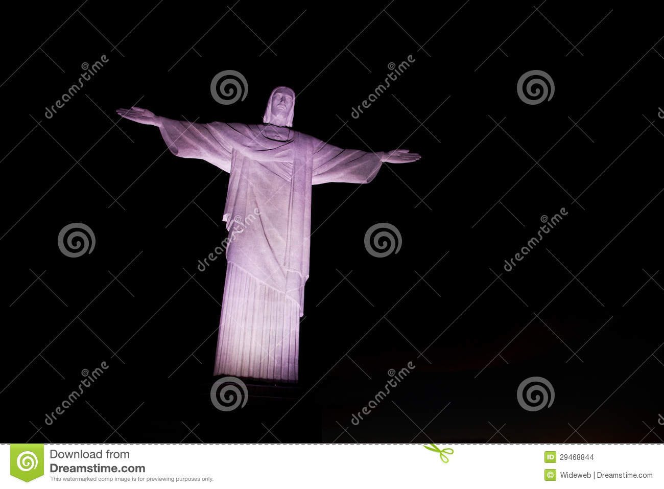 Christ the Redeemer Statue At Night In Rio de Janeiro, Brazil