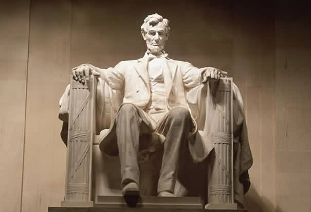 Closeup Of Abraham Lincoln Statue Inside The Lincoln Memorial