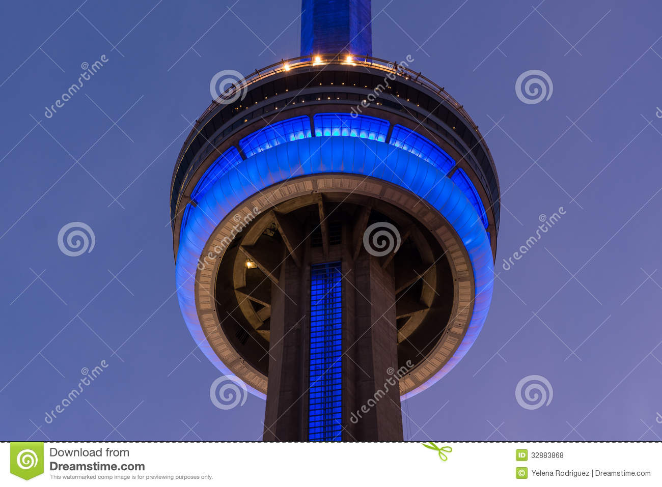 Closeup Of CN Tower At Night