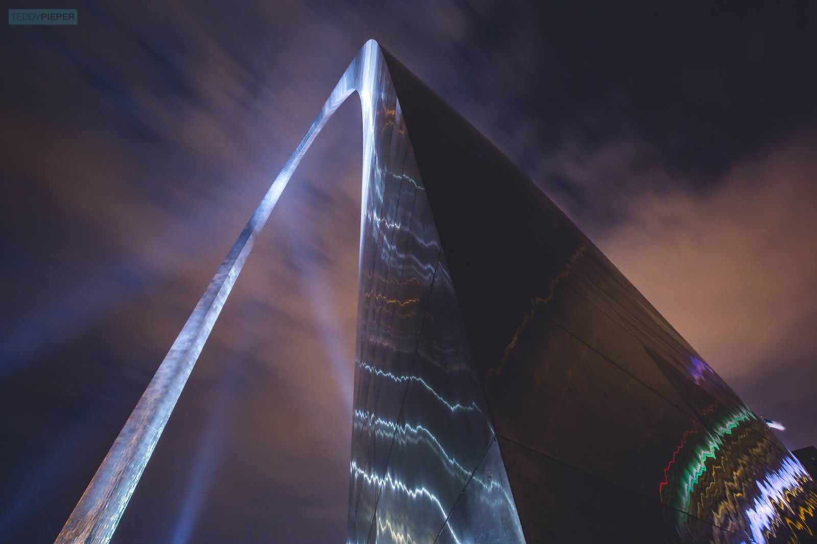 Closeup Of The Gateway Arch At Night