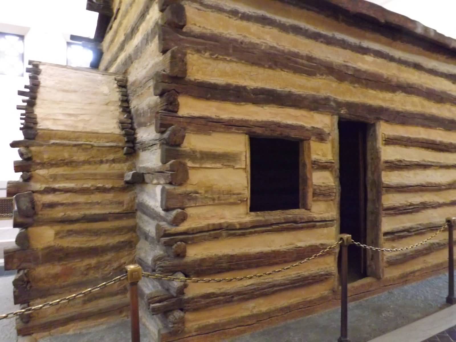 Closeup Of The Log Cabin Inside The Lincoln Memorial