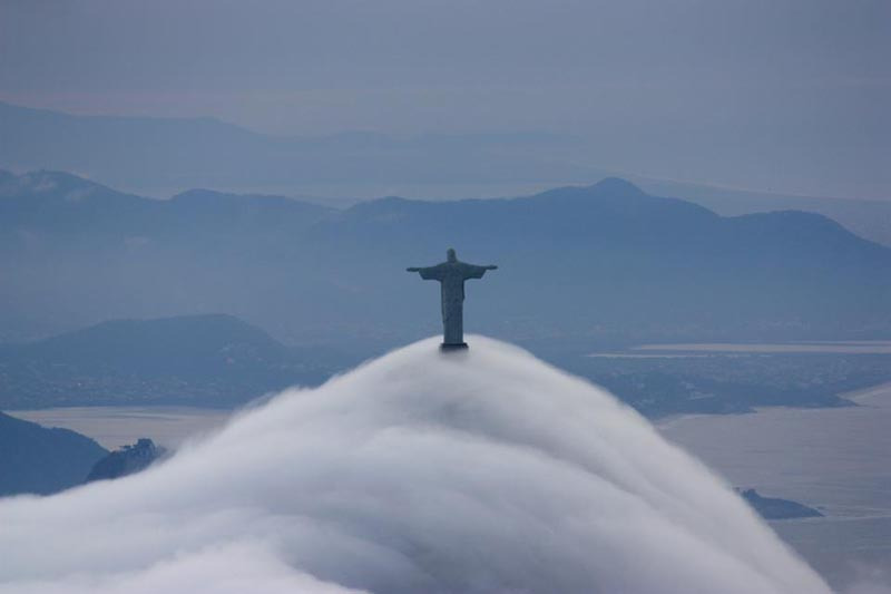 Clouds Fog Rolling Over The Christ The Redeemer Statue