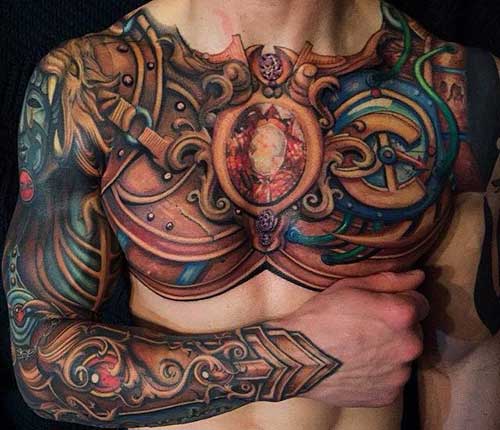 Colorful Armor Tattoo For Men