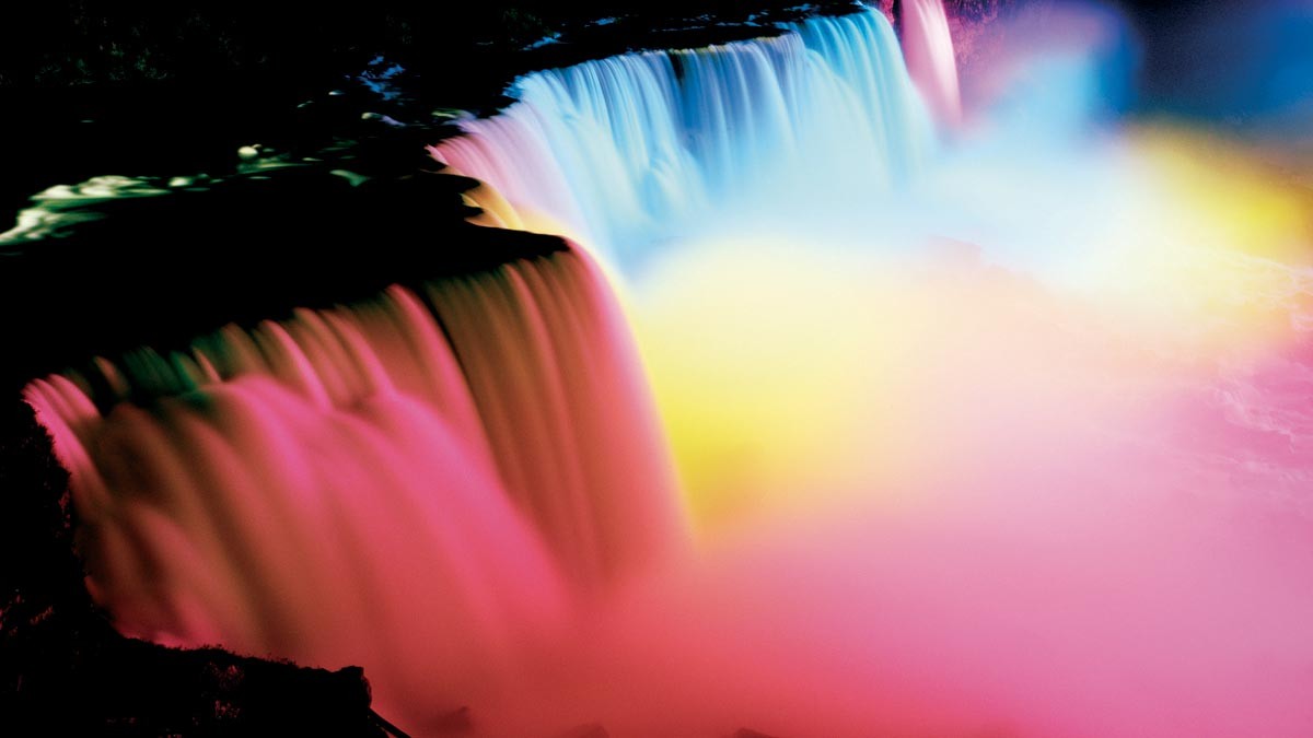 Colorful Lights On The Niagara Falls