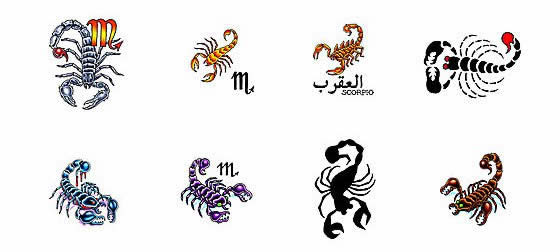 Colorful Scorpio Tattoo Design Set