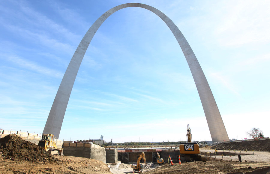 Construction Work In Progress Near Gateway Arch