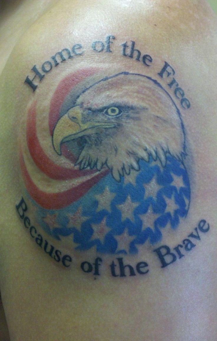 Cool American Patriotic Logo Tattoo On Shoulder