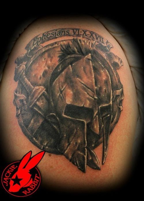 Cool Armor Of God Tattoo On Shoulder