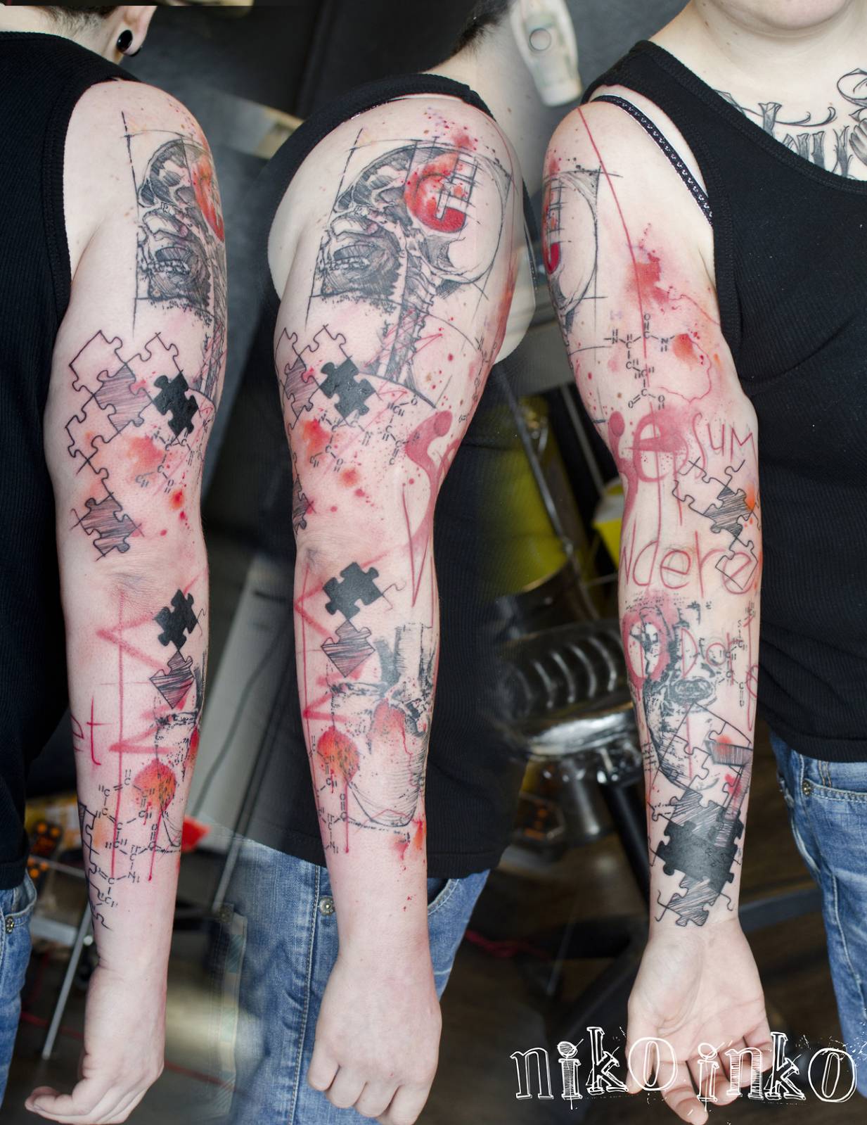 Cool Jigsaw Puzzle Full Sleeve Tattoo For Men