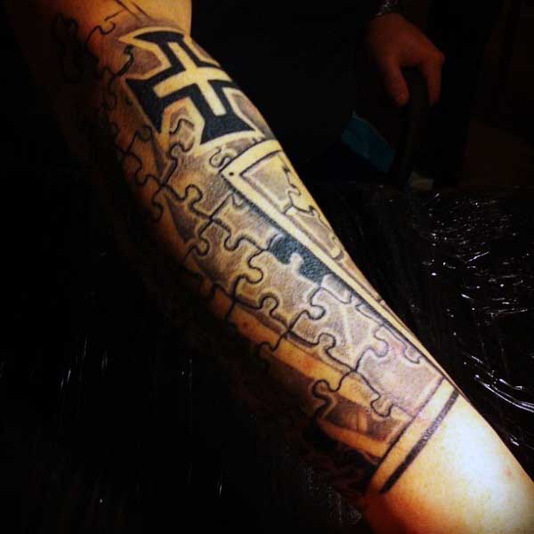 Cool Puzzle Arm Sleeve Tattoo