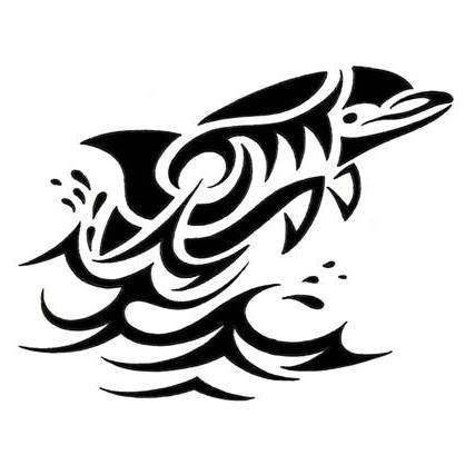 Cool Tribal Dolphin Jumping Out Of Water Tattoo Design
