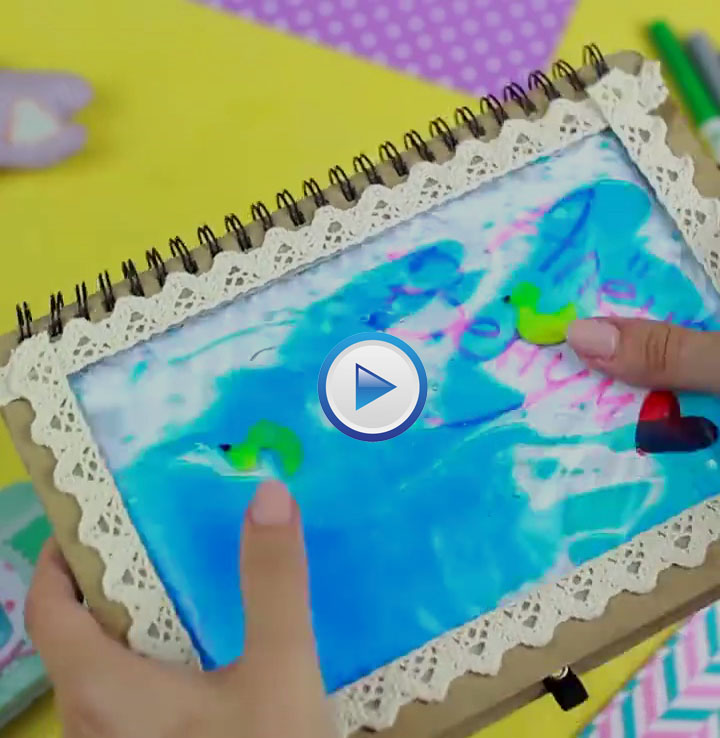 DIY Super Cute Liquid Notebook Cover With Ducks Video